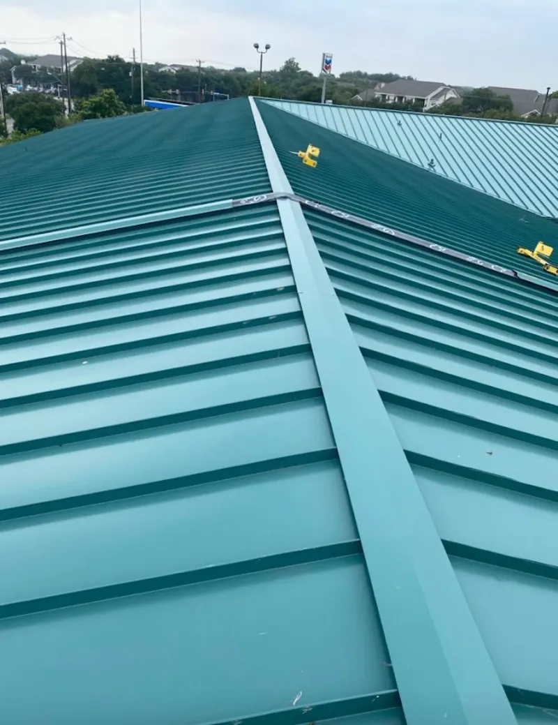 Green commercial metal roof ridge and valley for Metal Roof Repair in Jacksonville Beach